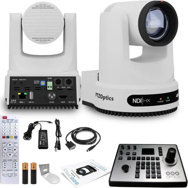 Main image of PTZOptics Move 4K PTZ Camera with 12x Zoom (White) (PT12X-4K-WH-G3) + PT-JOY-G4 Controller + Wall Mount