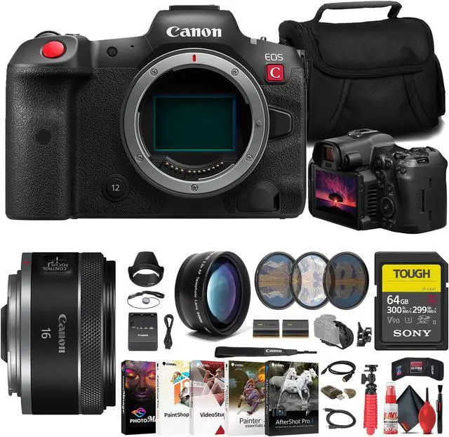 Main image of Canon EOS R5 C Mirrorless Cinema Camera + Canon 16mm Lens + 64GB Card + More
