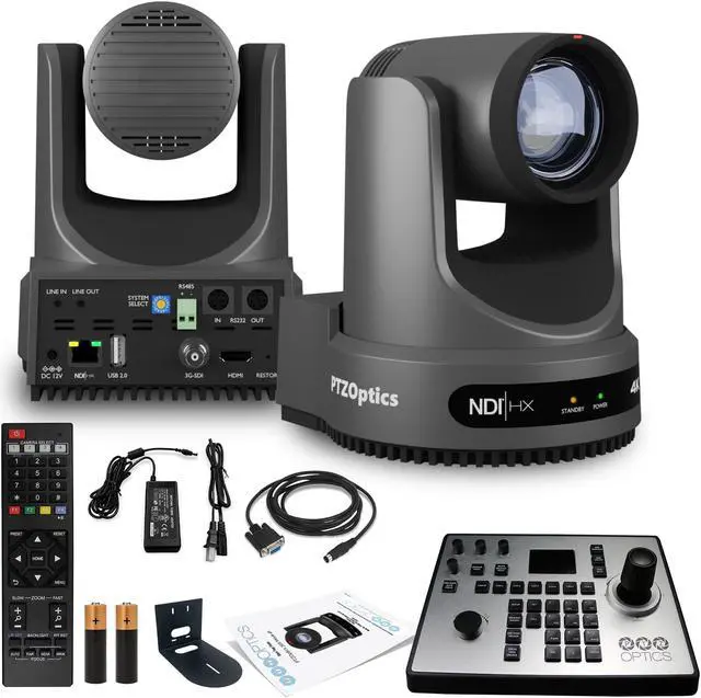 Main image of PTZOptics Move 4K PTZ Camera with 20x Zoom (Gray) (PT20X-4K-GY-G3) + PT-JOY-G4 Controller + Wall Mount