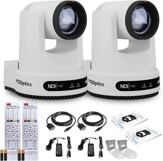 Main image of 2 x PTZOptics Move 4K PTZ Camera with 20x Zoom (White) (PT20X-4K-WH-G3) + 2 x Wall Mount