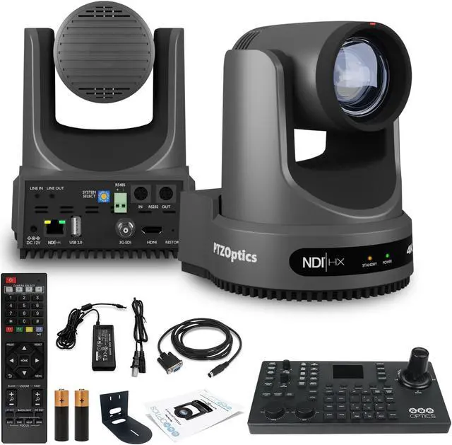 Main image of PTZOptics Move 4K PTZ Camera with 20x Zoom (Gray) (PT20X-4K-GY-G3) + SuperJoy PTZ Controller + Wall Mount