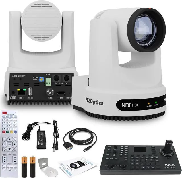 Main image of PTZOptics Move 4K PTZ Camera with 20x Zoom (White) (PT20X-4K-WH-G3) + SuperJoy PTZ Controller + Wall Mount