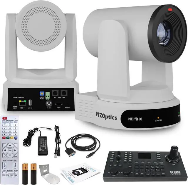 Main image of PTZOptics Move 4K PTZ Camera with 30x Zoom (White) (PT30X-4K-WH-G3) + SuperJoy PTZ Controller + Wall Mount
