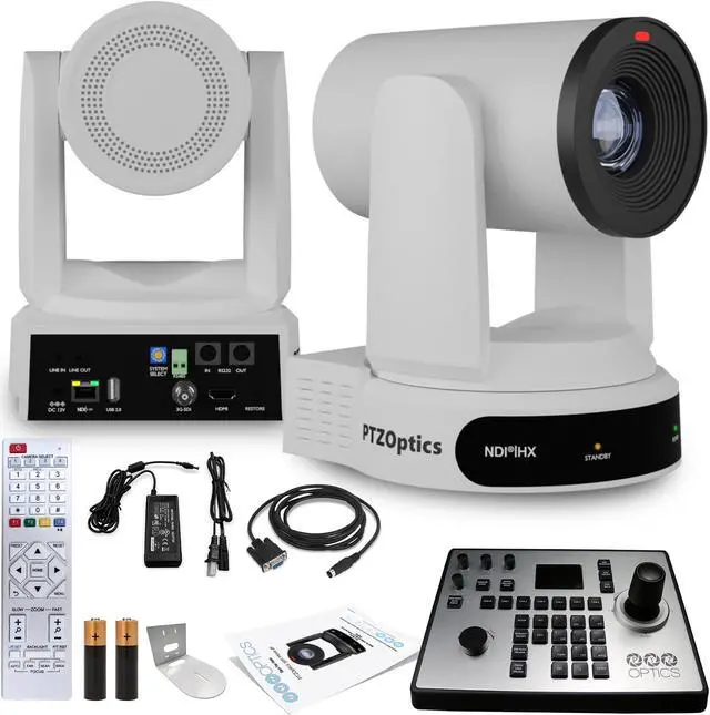 Main image of PTZOptics Move 4K PTZ Camera with 30x Zoom (White) (PT30X-4K-WH-G3) + PT-JOY-G4 Controller + Wall Mount