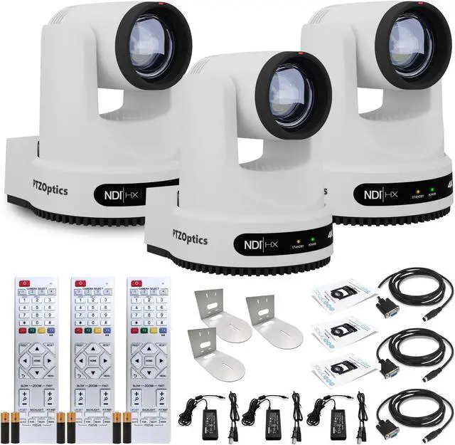 Main image of 3 x PTZOptics Move 4K PTZ Camera with 20x Zoom (White) (PT20X-4K-WH-G3) + 3 x Wall Mount