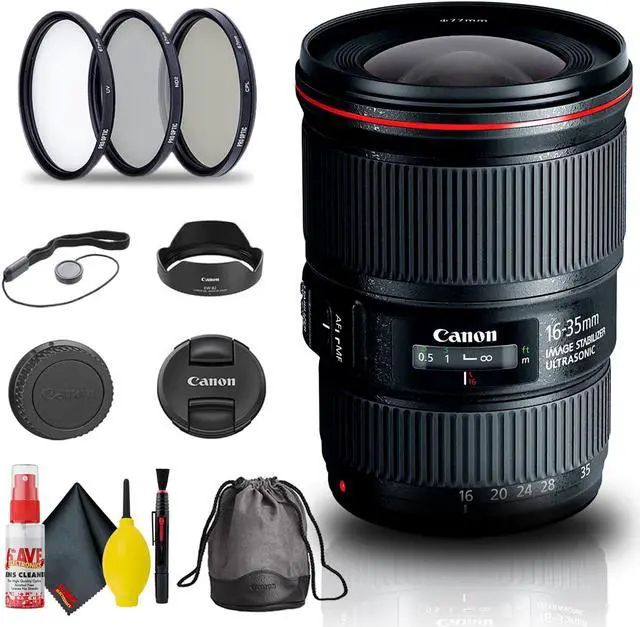 Main image of Canon EF 16-35mm f/4L IS USM Lens (9518B002) + Filter Kit + Cap Keeper + More