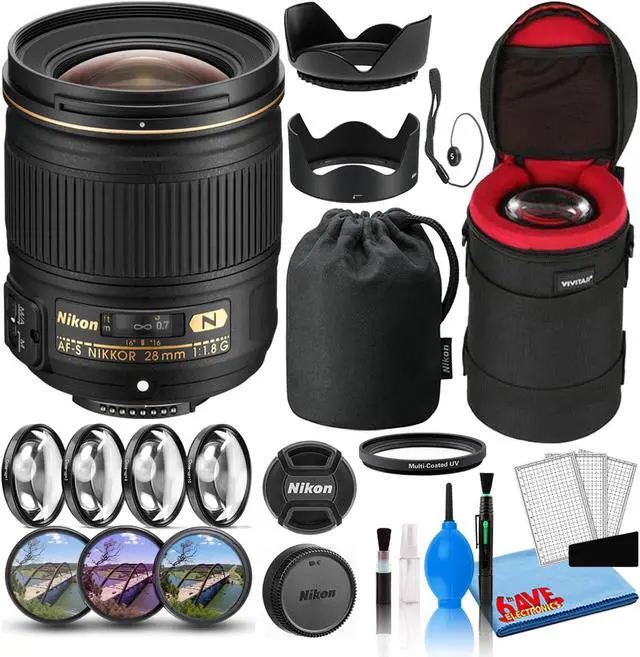 Main image of Nikon AF-S 28mm f/1.8G Wide-Angle Prime Lens (2203) Intl Model Bundle