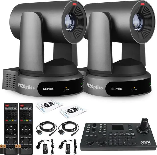 Main image of 2 x PTZOptics Move 4K PTZ Camera with 30x Zoom (Gray) (PT30X-4K-GY-G3) + SuperJoy PTZ Controller