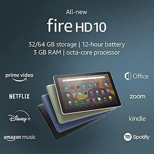 Alt view image 3 of 5 - Fire HD 10 tablet, 10.1", 1080p Full HD, 32 GB, latest model (2021 release), Lavender