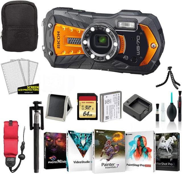 Ricoh WG-80 Waterproof Digital Camera (Orange) with Accessories