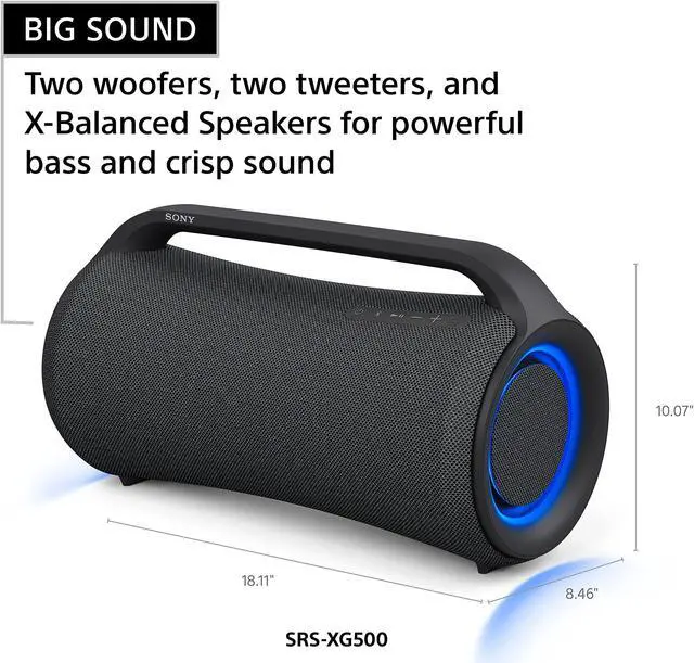 Alt view image 14 of 16 - Sony SRSXG500 XG500 Portable Bluetooth Speaker - Black