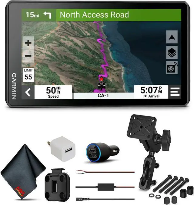 Main image of Garmin Zumo XT2 MT-S with USB Car and Wall Adapters and 6Ave Cleaning Cloth