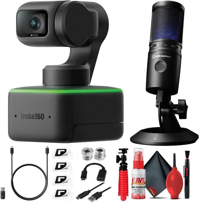 Main image of Insta360 Link UHD 4K AI Webcam with AT2020USB-X Microphone, Tripods, and Cleaning Kit