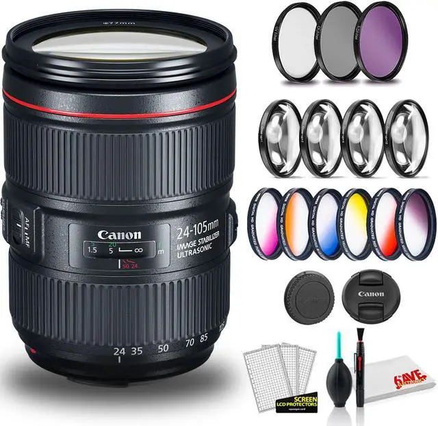 Main image of Canon EF 24-105mm f/4L IS II USM Lens (International Model) with Cleaning Kit and Filter Kits Bundle