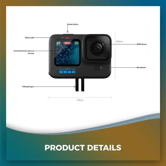 Alt view image 4 of 4 - GoPro HERO11 - Waterproof Action Camera + 64GB Card and 2 Extra Batteries