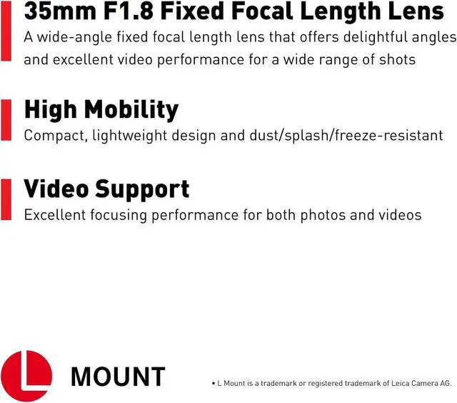 Alt view image 2 of 19 - Panasonic LUMIX S Series Camera Lens, 35mm F1.8 L-Mount Interchangeable Lens S-S35