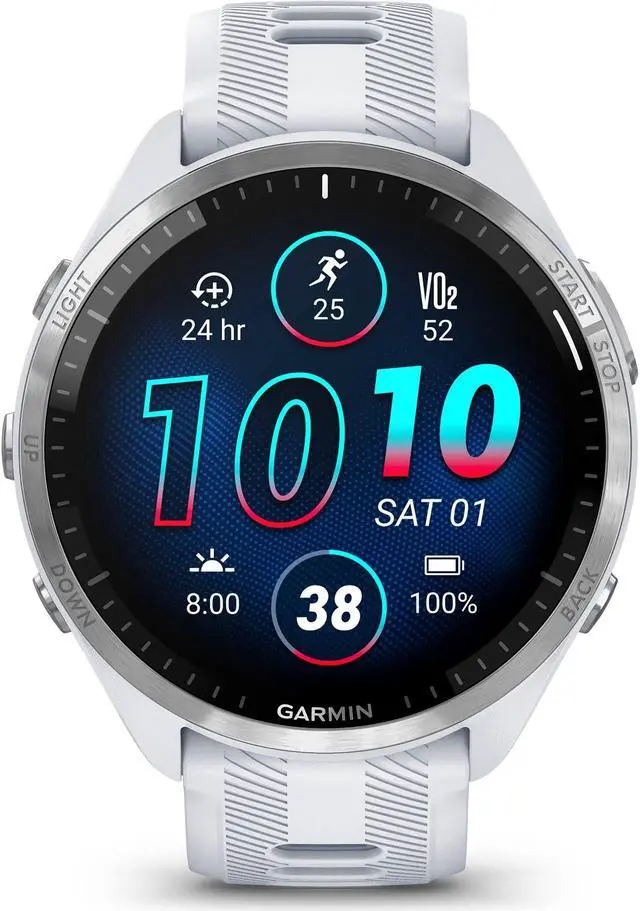 Alt view image 8 of 18 - Garmin Forerunner 965 Smartwatch - Whitestone/Powder Gray