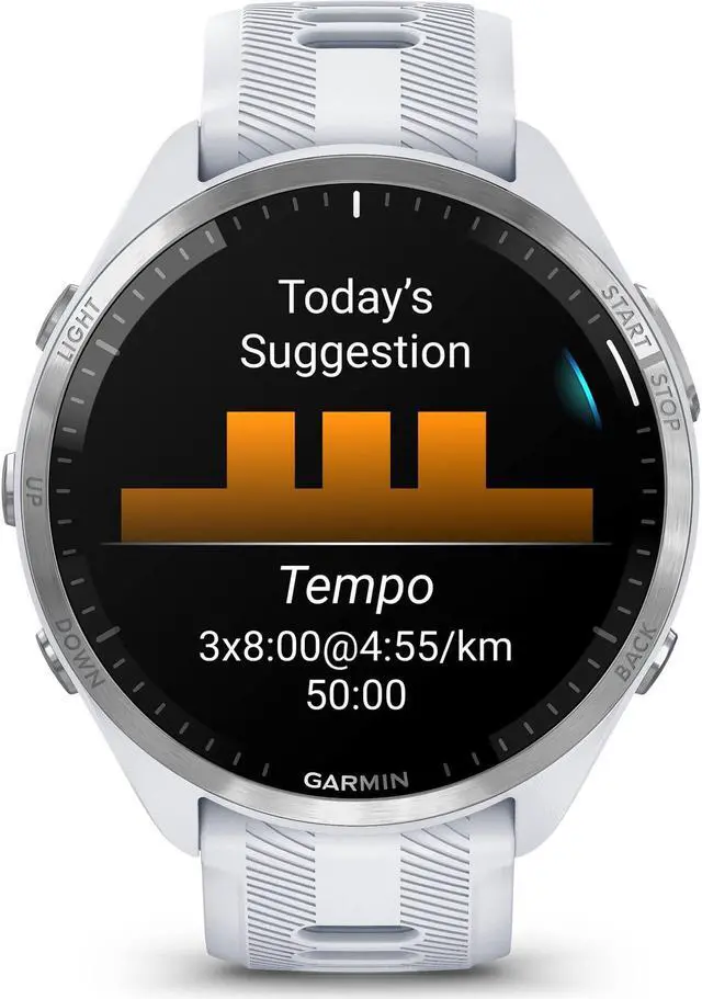 Alt view image 10 of 18 - Garmin Forerunner 965 Smartwatch - Whitestone/Powder Gray