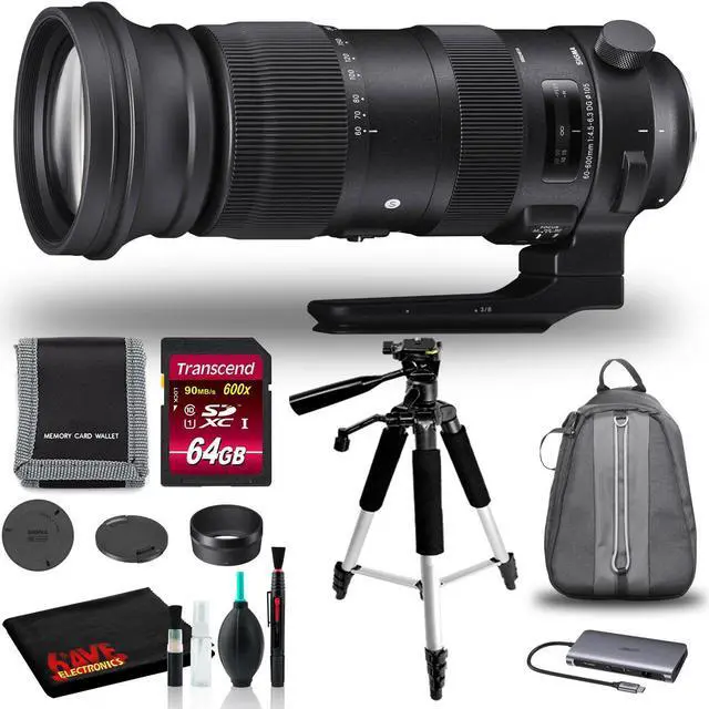 Main image of Sigma 60-600mm DG OS HSM Sports Lens for Nikon F with 64GB SD, Bag, and More