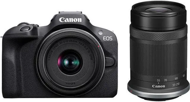 Alt view image 2 of 4 - Canon EOS R100 Mirrorless Camera with 18-45mm and 55-210mm Lenses Kit + Filters + More