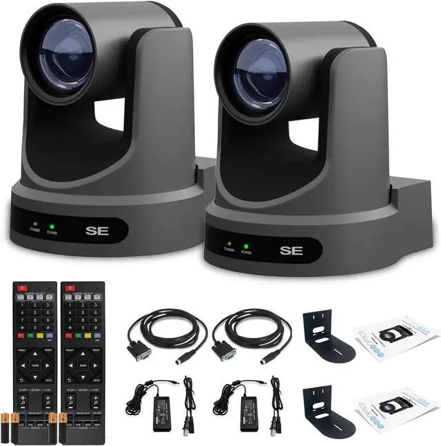 Main image of 2 x PTZOptics Move SE PTZ Camera with 20x Optical Zoom (Gray) (PT20X-SE-GY-G3) + 2 x Wall Mount