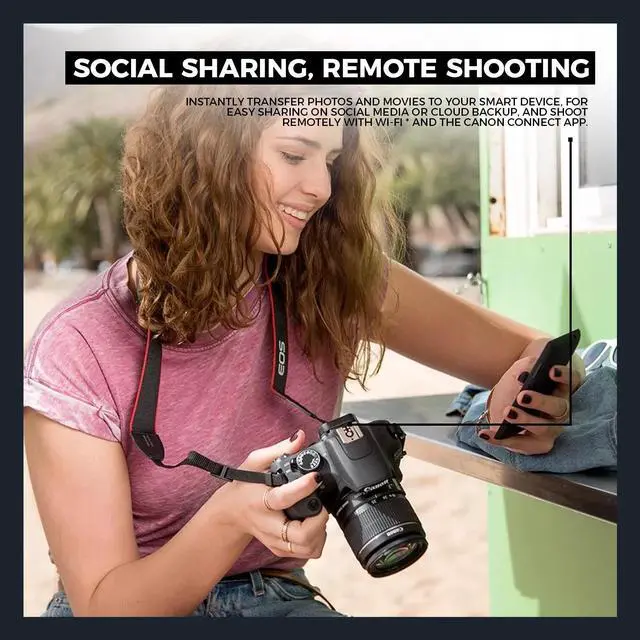 Alt view image 6 of 6 - Canon EOS 4000D DSLR Camera with 18-55mm Lens  +  EOS Bag +  Sandisk Ultra 64GB Card + Cleaning Set And More (International Model)