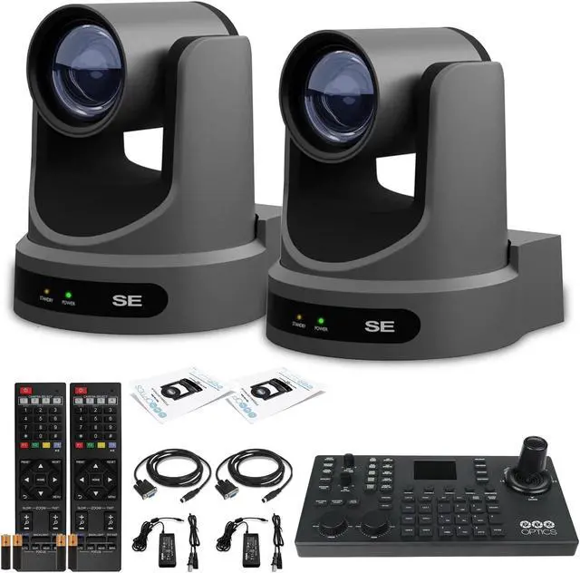 Main image of 2 x PTZOptics Move SE PTZ Camera with 30x Optical Zoom (PT30X-SE-GY-G3) + SuperJoy PTZ Camera Controller