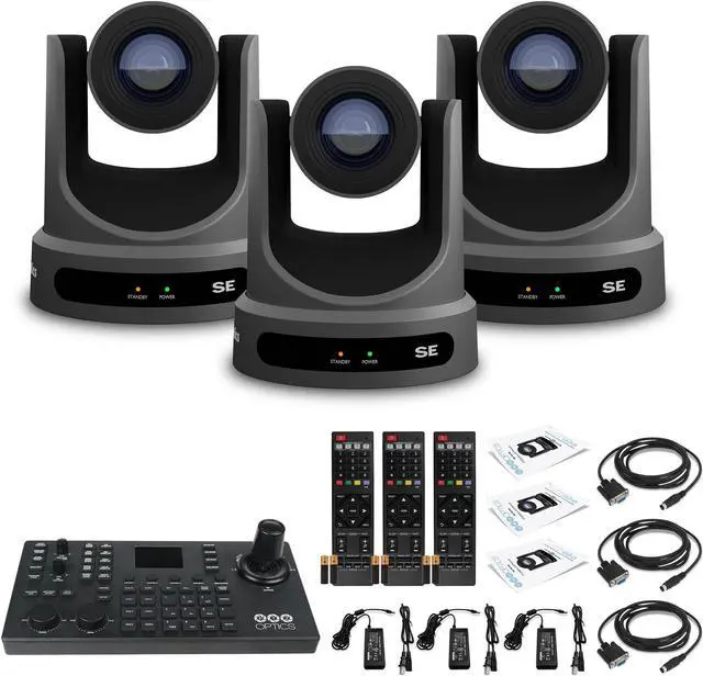 Main image of 3 x PTZOptics Move SE PTZ Camera with 30x Optical Zoom (PT30X-SE-GY-G3) + SuperJoy PTZ Camera Controller