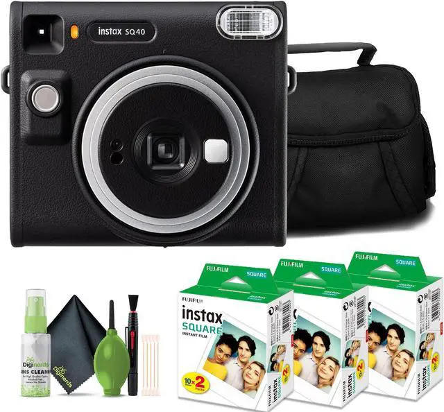 Main image of Fujifilm Instax Square SQ40 Analog Instant Film Camera Bundle With 3 Pack Instax Square Instant Film (60 Exposures) + Travel Bag And Lens Cleaning Kit