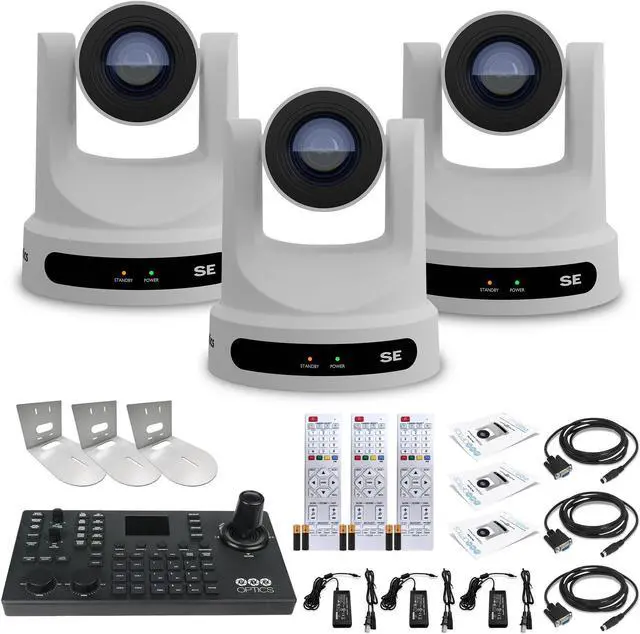 Main image of 3 x PTZOptics Move SE PTZ Camera with 20x Optical Zoom + SuperJoy PTZ Camera Controller + 3 x Wall Mount