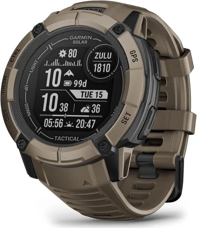 Alt view image 2 of 4 - Garmin Instinct 2X, Solar - Tactical Edition, Coyote Tan | GPS Smart Watch 010-02805-12