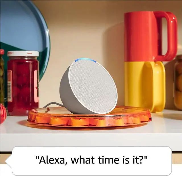 Alt view image 2 of 3 - Echo Pop (1st Generation) Smart Speaker - Glacier White with Cleaning Kit