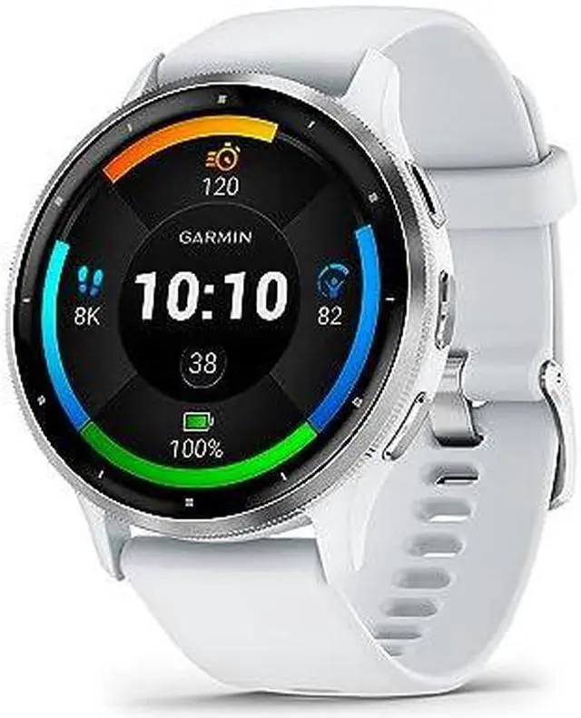 Main image of Garmin Venu 3 Silver Stainless Steel Bezel with Whitestone Case and Silicone Band | Smart Watch 010-02784-00