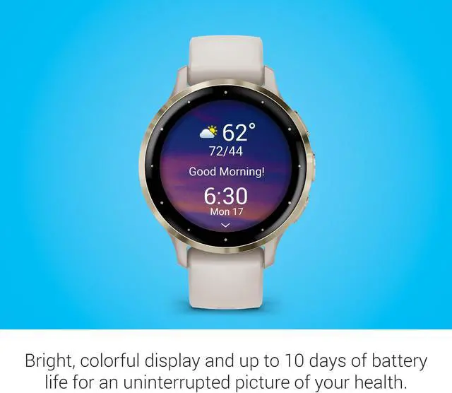 Alt view image 4 of 14 - Garmin Venu 3S, Soft Gold Stainless Steel Bezel with Ivory Case and Silicone Band| Smart Watch 010-02785-04