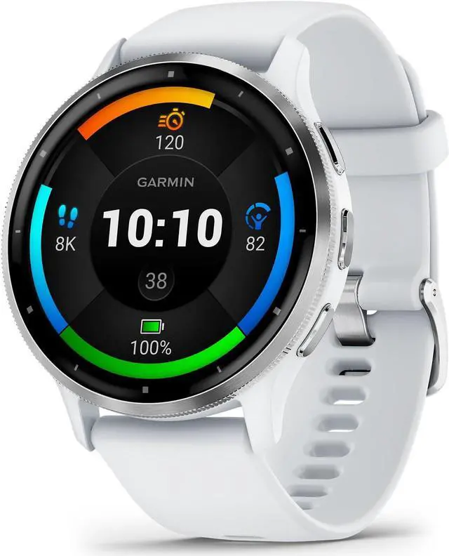 Alt view image 2 of 8 - Garmin Venu 3 Silver Stainless Steel Bezel with Whitestone Case and Silicone Band | Smart Watch 010-02784-00