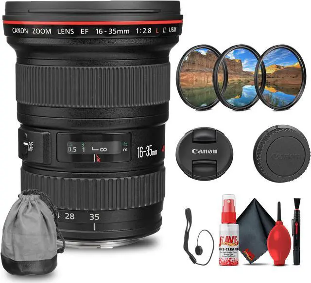 Main image of Canon EF 16-35mm f/2.8L II USM Lens with Filter kit + Cleaning Kit + Cap Keeper