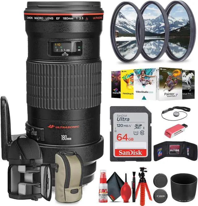 Main image of Canon EF 180mm f/3.5L Macro USM Lens with 64GB Extreme Pro Card + More