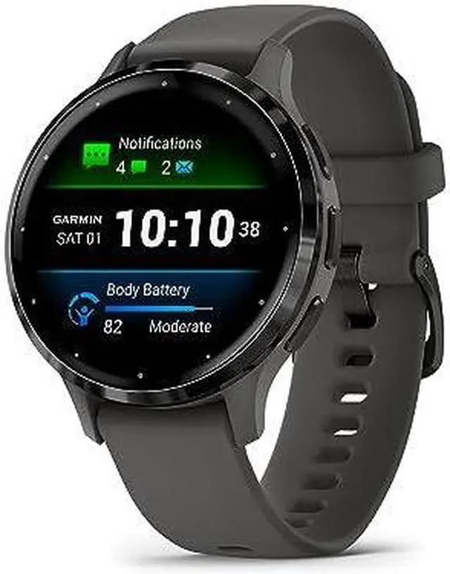 Main image of Garmin Venu 3S, Slate Stainless Steel Bezel with Pebble Gray Case and Silicone Band | Smart Watch 010-02785-00