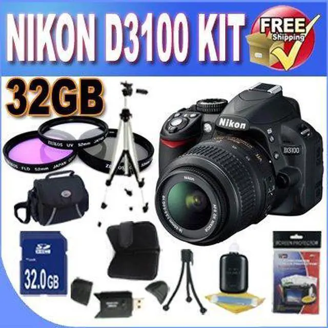 Alt view image 2 of 2 - Nikon D3100 14.2MP Digital SLR Camera with 18-55mm f/3.5-5.6 AF-S DX VR Nikkor Zoom Lens 32GB Kit