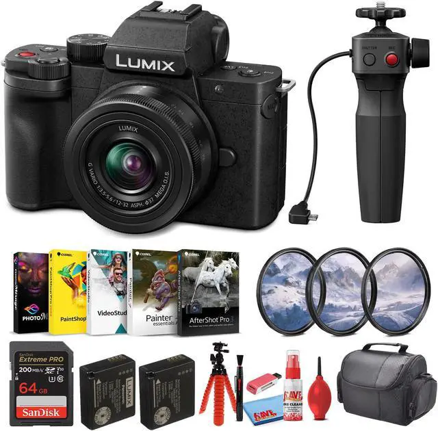 Main image of Panasonic Lumix G100 4K Mirrorless Camera with 12-32mm Lens and Tripod Grip Kit