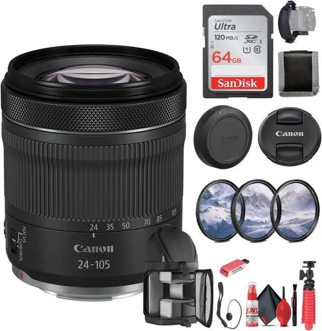 Main image of Canon RF 24-105mm f/4-7.1 IS STM Lens (4111C002) + 64GB Memory Card - Bundle