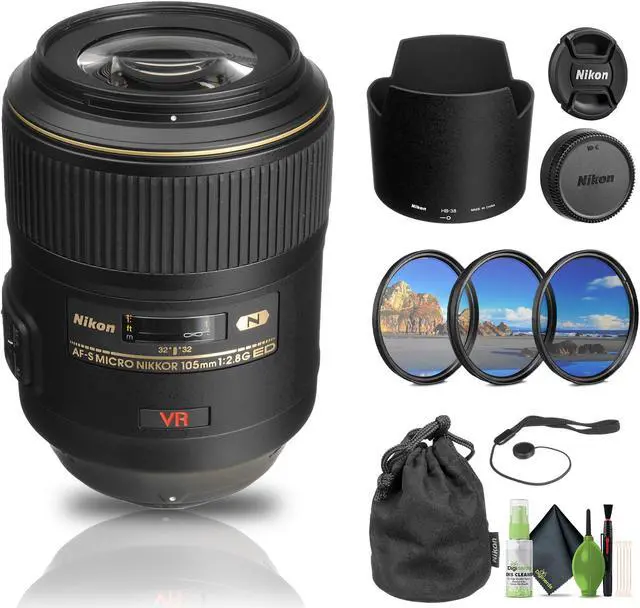 Main image of Nikon AF-S VR Micro-NIKKOR 105mm f/2.8G IF-ED Lens (2160) + Filter Kit  - Bundle