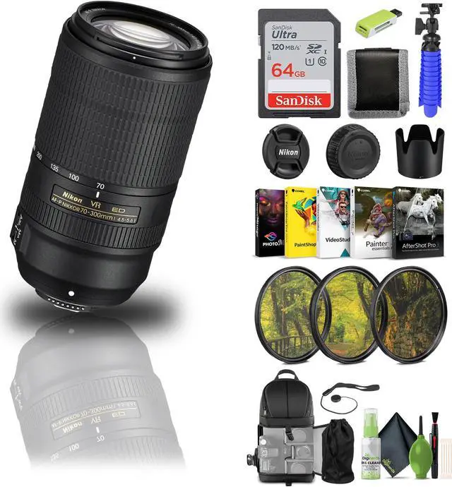 Main image of Nikon - AF-P NIKKOR 70-300mm f/4.5-5.6E ED VR Telephoto Zoom Lens for F-mount - Bundle