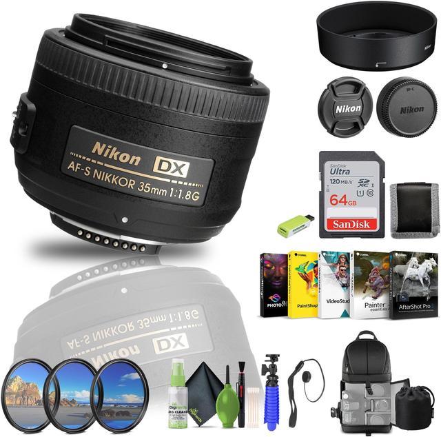 Nikon - AF-S DX NIKKOR 35mm f/1.8G Standard Lens (2183) + 64GB Memory Card  + Filters - Bundle - Newegg.com