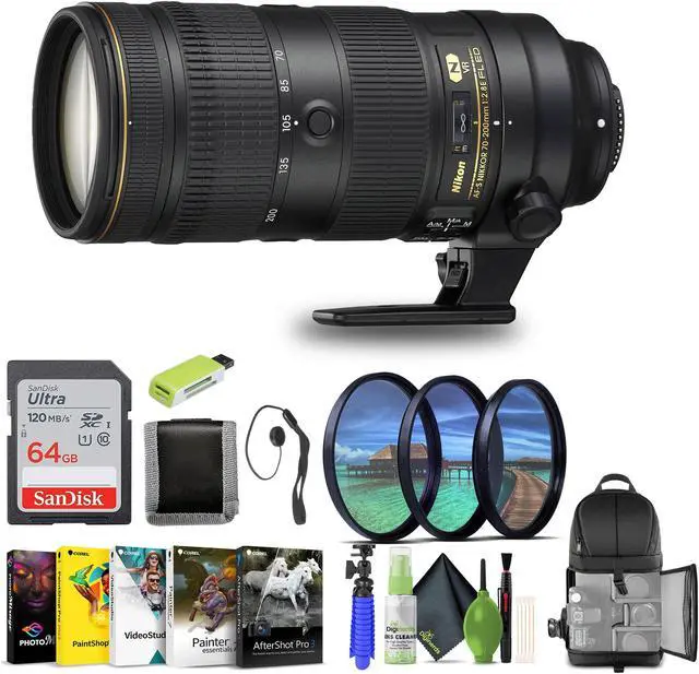 Main image of Nikon - AF-S NIKKOR 70-200mm f/2.8E FL ED VR Telephoto Zoom Lens for DSLR Camera - Bundle