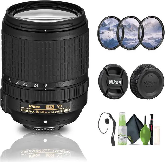 Main image of Nikon - AF-S DX NIKKOR 18-140mm f/3.5-5.6G ED VR Zoom Lens (2213) + Filter Kit - Bundle