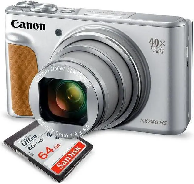 Main image of Canon PowerShot SX740 HS Digital Camera (Silver) with 64GB Card