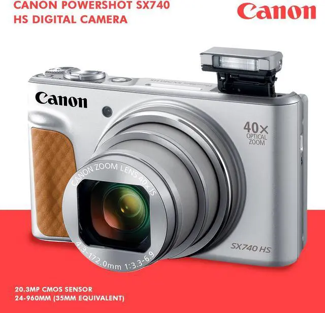 Alt view image 2 of 4 - Canon PowerShot SX740 HS Digital Camera (Silver) with 64GB Card