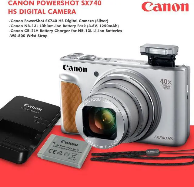 Alt view image 3 of 4 - Canon PowerShot SX740 HS Digital Camera (Silver) with 64GB Card