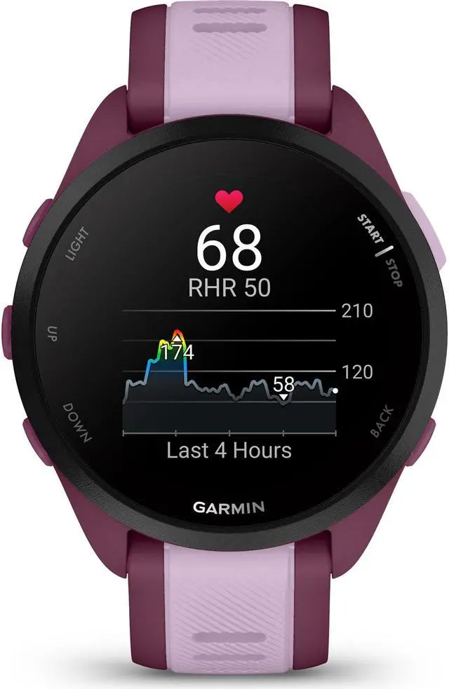 Alt view image 8 of 10 - Garmin Forerunner 165 Music, Berry/Lilac | GPS Running Smart Watch 010-02863-33